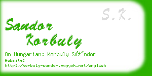 sandor korbuly business card